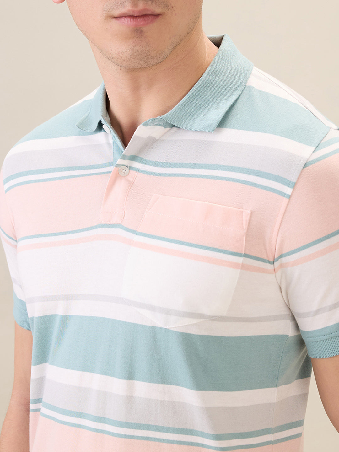 Parx Men Green Yarn Dyed Regular Fit Cotton Blend Half Sleeve T-Shirt