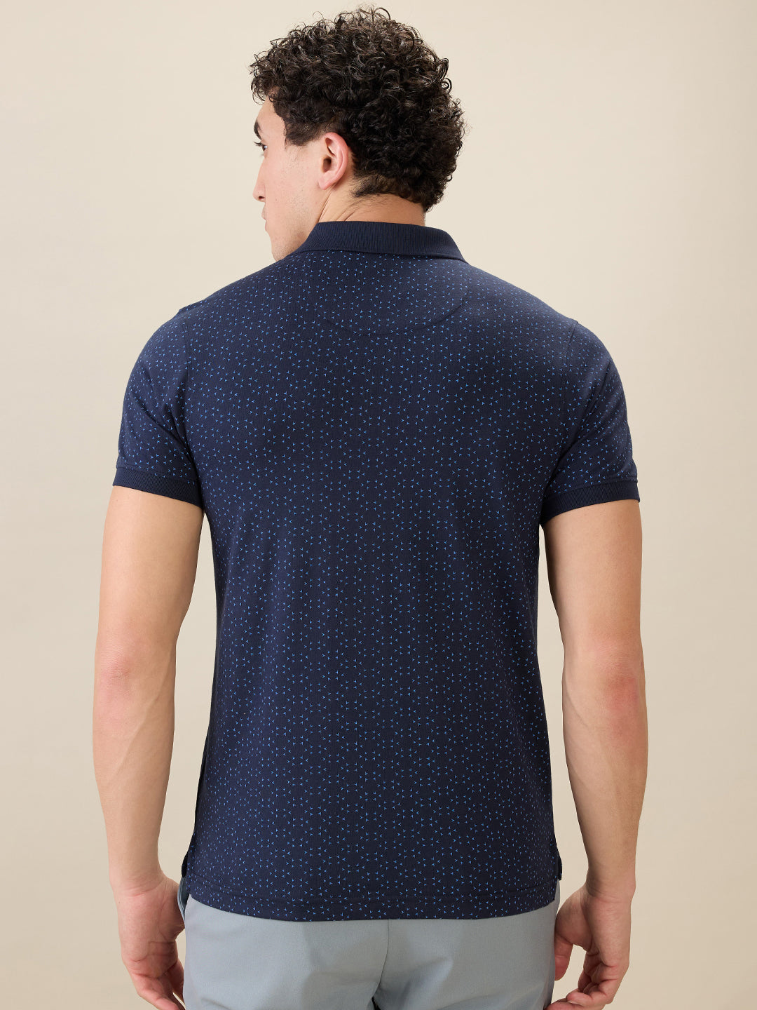 Parx Men Blue Printed Regular Fit Cotton Blend Half Sleeve T-Shirt