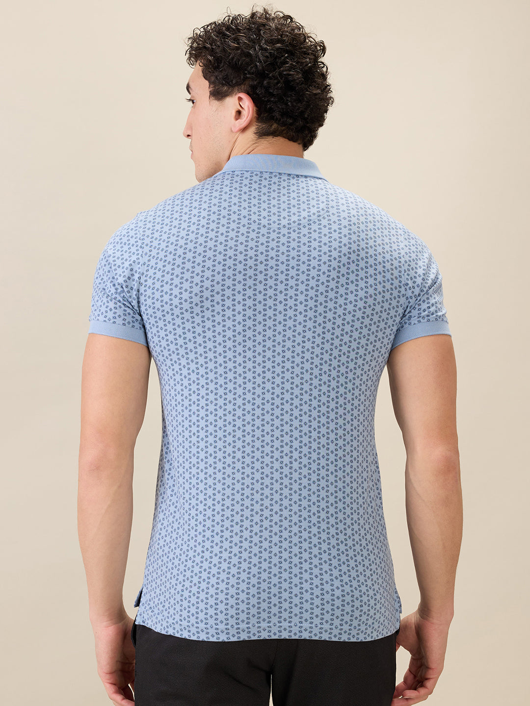 Parx Men Blue Printed Regular Fit Cotton Blend Half Sleeve T-Shirt