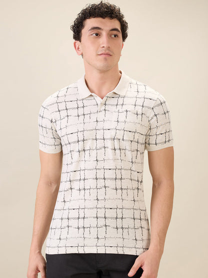 Parx Men Grey Printed Regular Fit Cotton Blend Half Sleeve T-Shirt