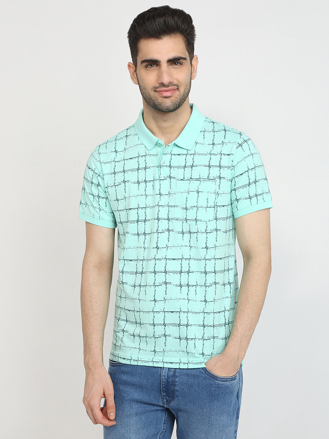 Parx Men Green Printed Regular Fit Cotton Blend T-Shirt