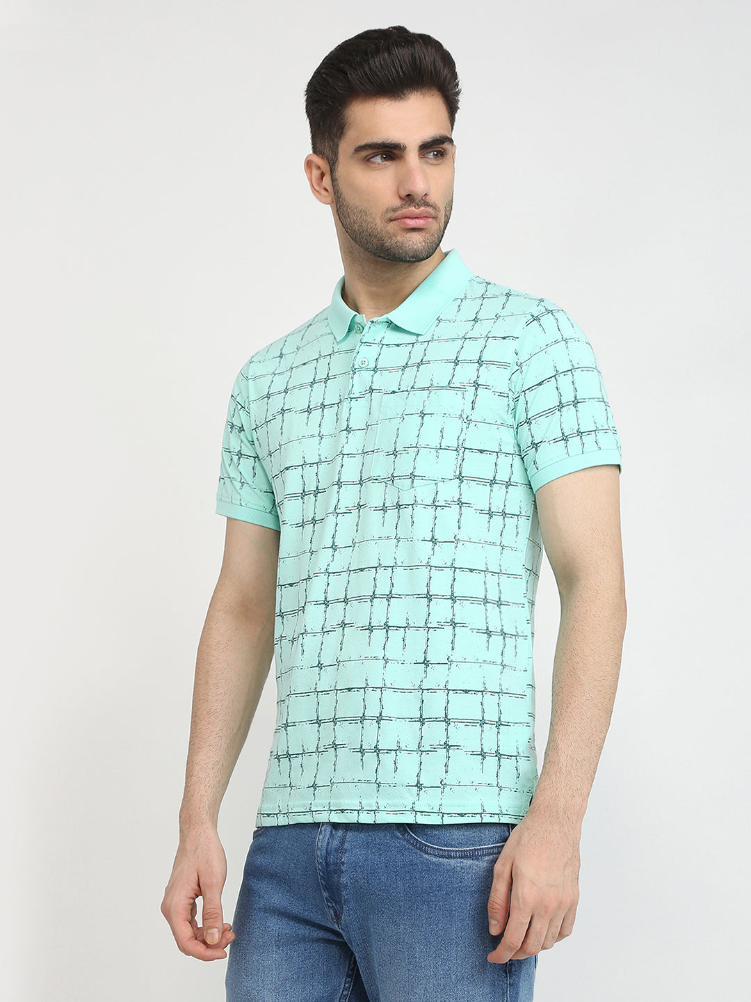 Parx Men Green Printed Regular Fit Cotton Blend T-Shirt