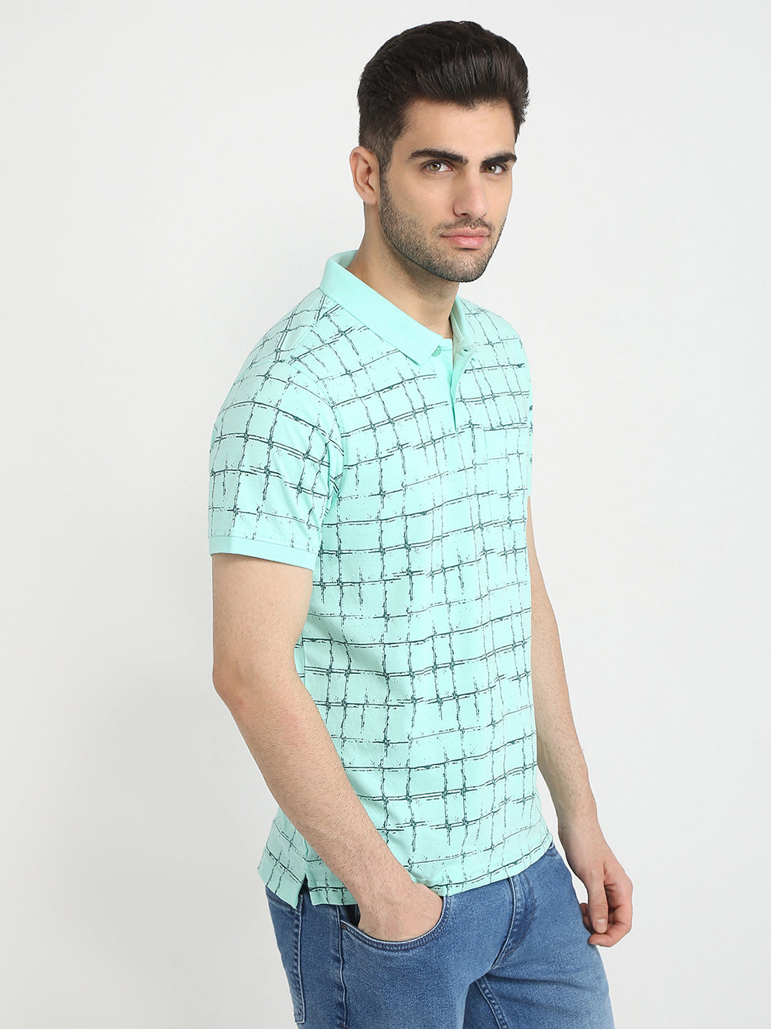 Parx Men Green Printed Regular Fit Cotton Blend T-Shirt