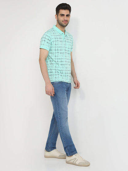 Parx Men Green Printed Regular Fit Cotton Blend T-Shirt