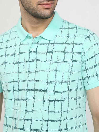 Parx Men Green Printed Regular Fit Cotton Blend T-Shirt