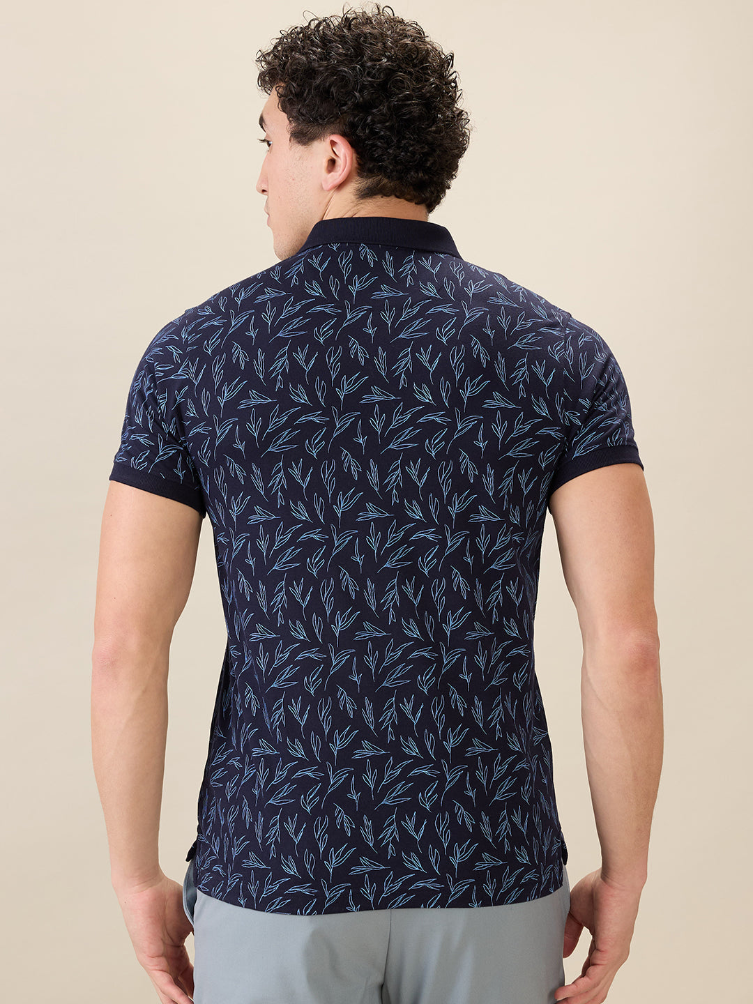 Parx Men Blue Printed Regular Fit Cotton Blend Half Sleeve T-Shirt