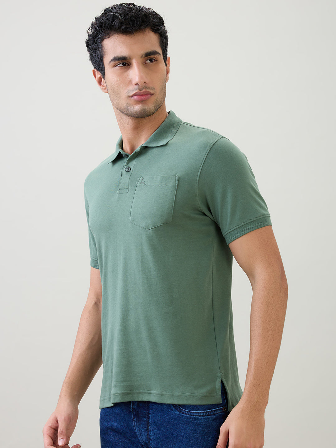 Parx Men Green Solid Regular Fit Cotton Half Sleeve T-Shirt