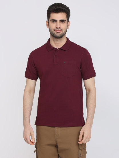 Parx Men Purple Solid Regular Fit Cotton Half Sleeve T-Shirt