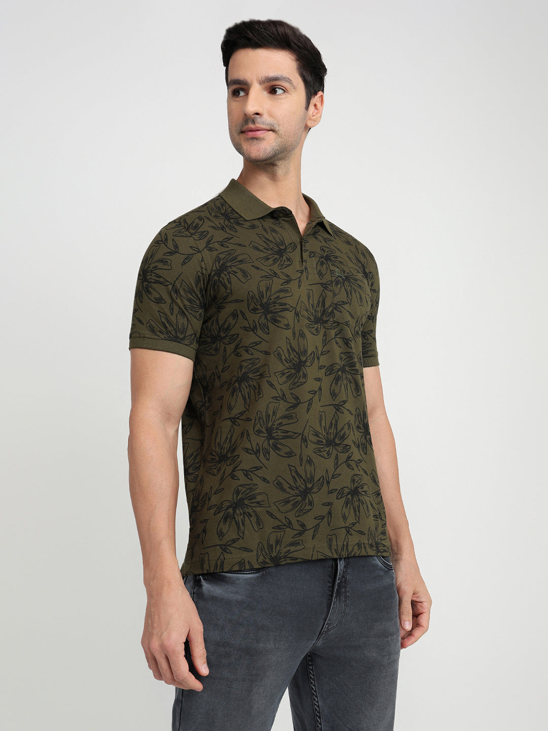 Parx Men Green Printed Regular Fit Cotton Half Sleeve T-Shirt