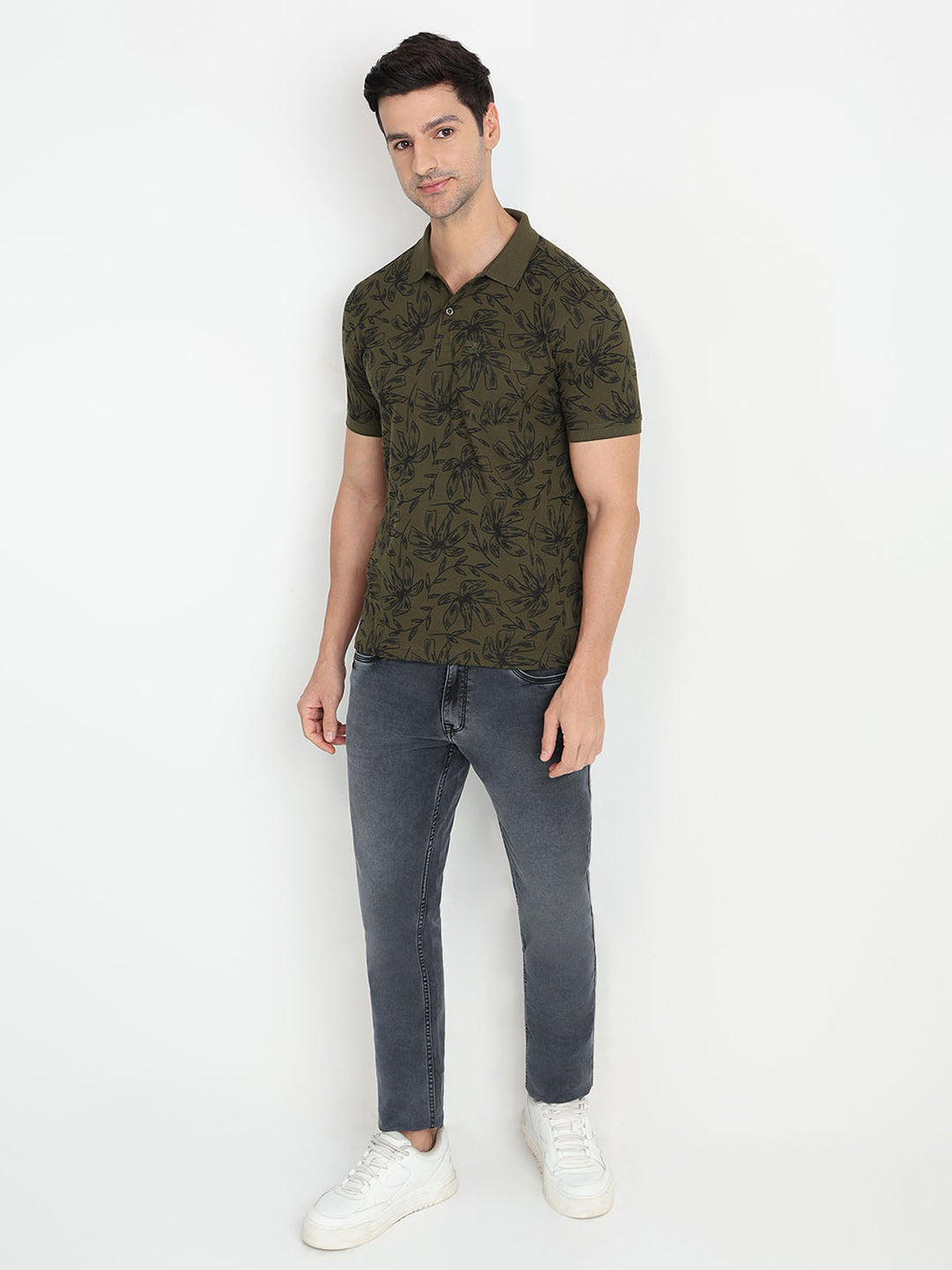 Parx Men Green Printed Regular Fit Cotton Half Sleeve T-Shirt