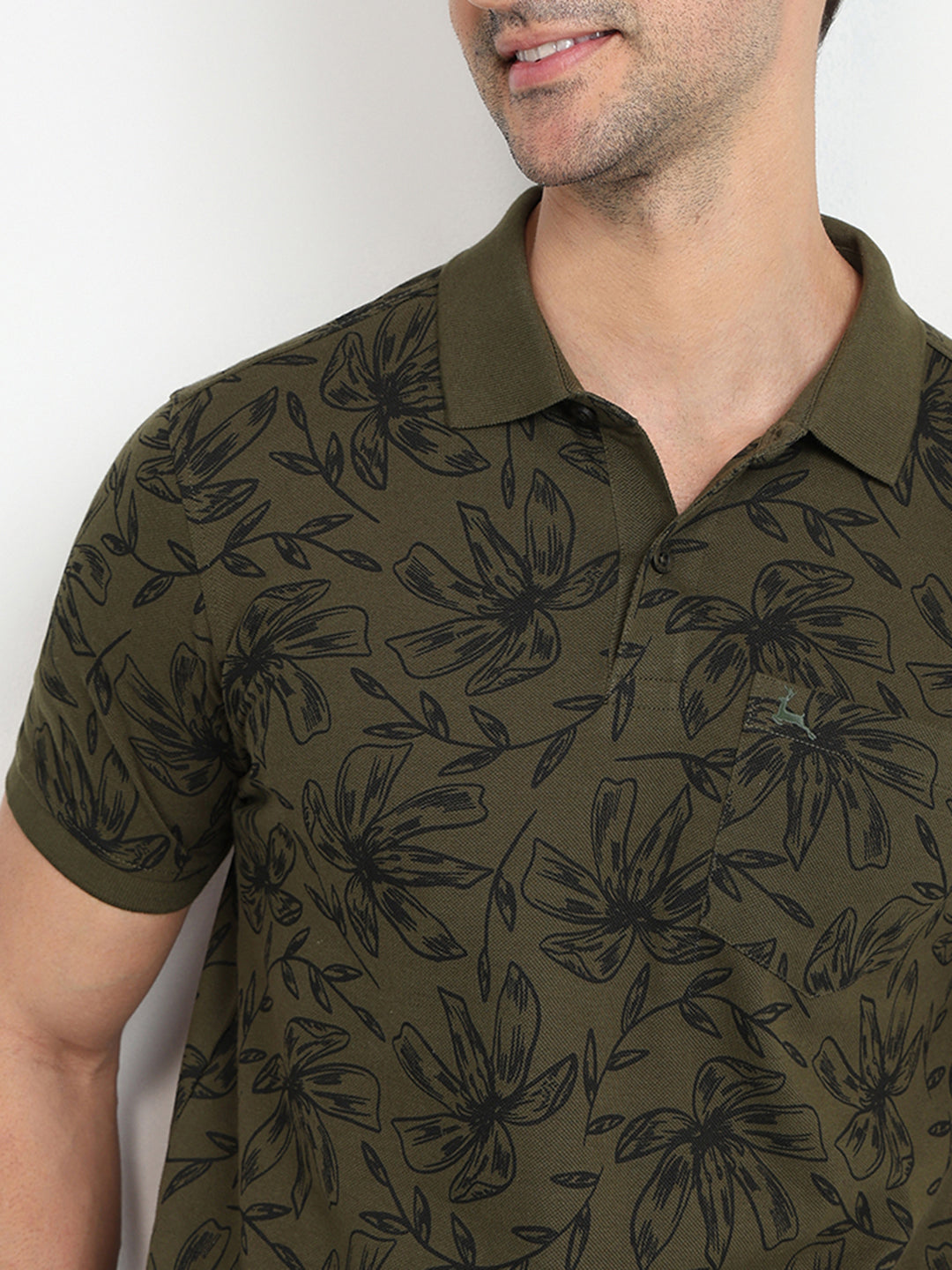 Parx Men Green Printed Regular Fit Cotton Half Sleeve T-Shirt