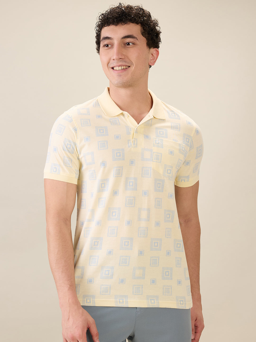 Parx Men Yellow Printed Regular Fit Cotton Half Sleeve T-Shirt