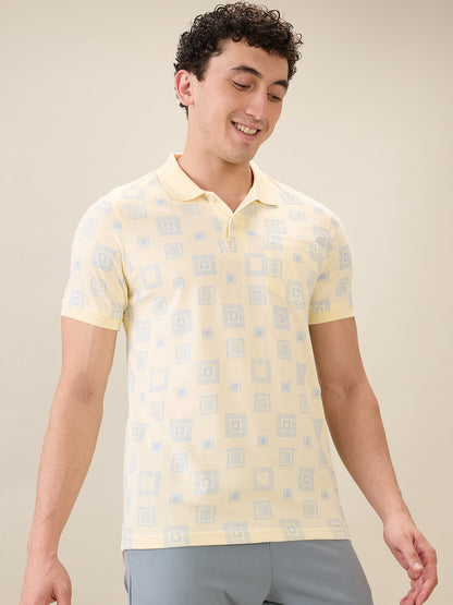 Parx Men Yellow Printed Regular Fit Cotton Half Sleeve T-Shirt