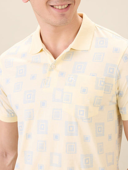 Parx Men Yellow Printed Regular Fit Cotton Half Sleeve T-Shirt
