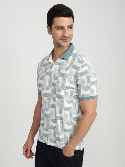 Parx Men Green Printed Regular Fit Rayon Blend Half Sleeve T-Shirt