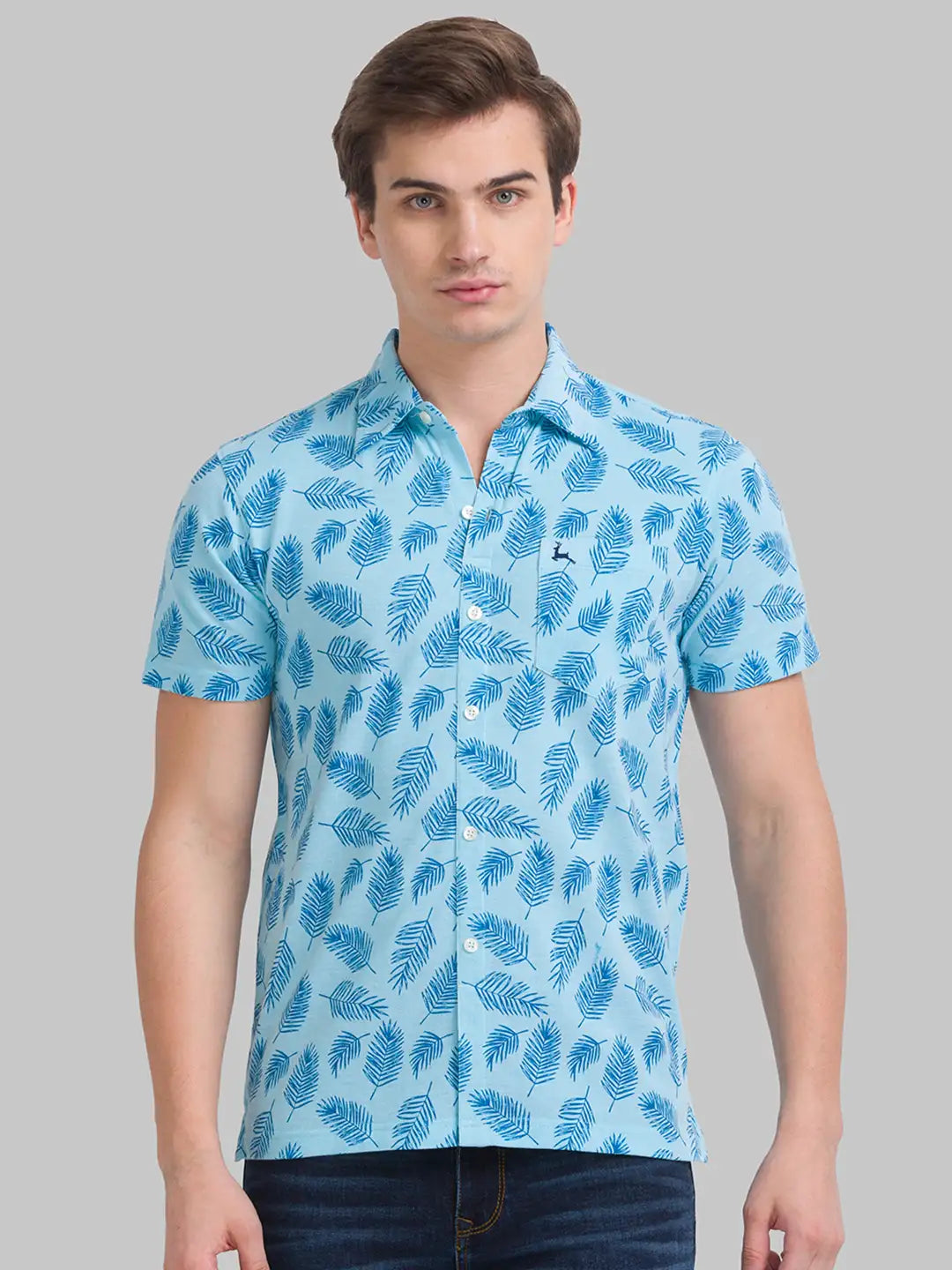 Men Blue Regular Fit Print Cotton T-Shirt