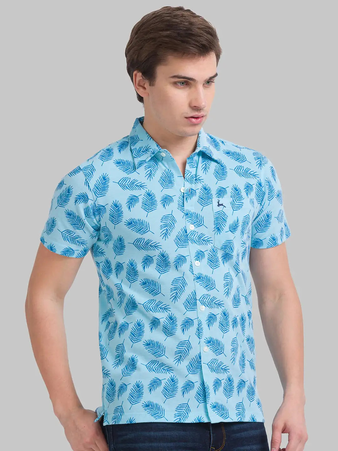 Men Blue Regular Fit Print Cotton T-Shirt