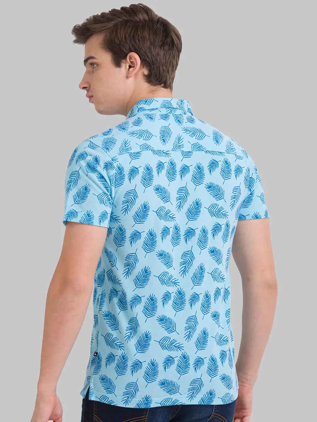 Men Blue Regular Fit Print Cotton T-Shirt
