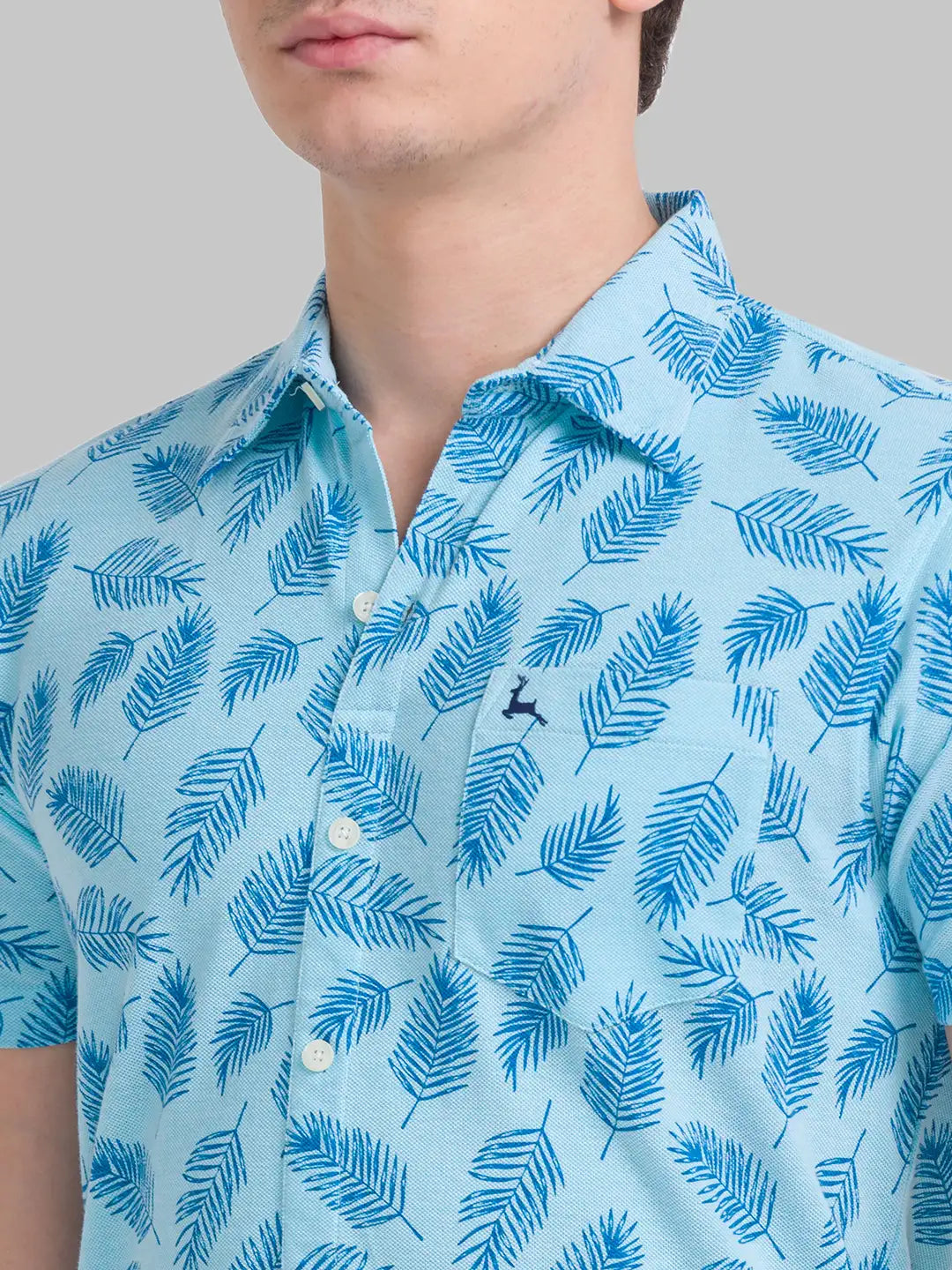 Men Blue Regular Fit Print Cotton T-Shirt