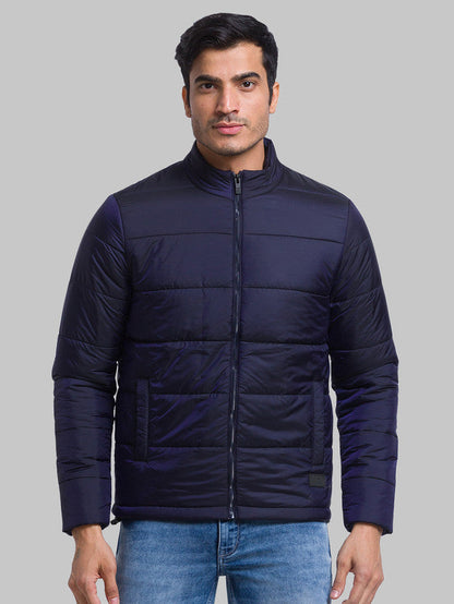 Parx Men Blue Solid Polyester Jacket