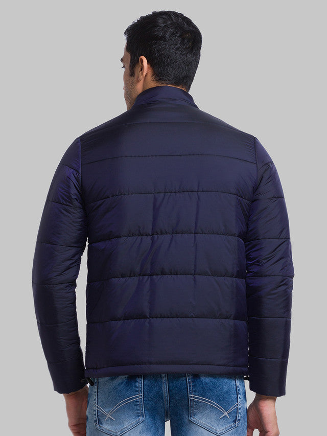 Parx Men Blue Solid Polyester Jacket