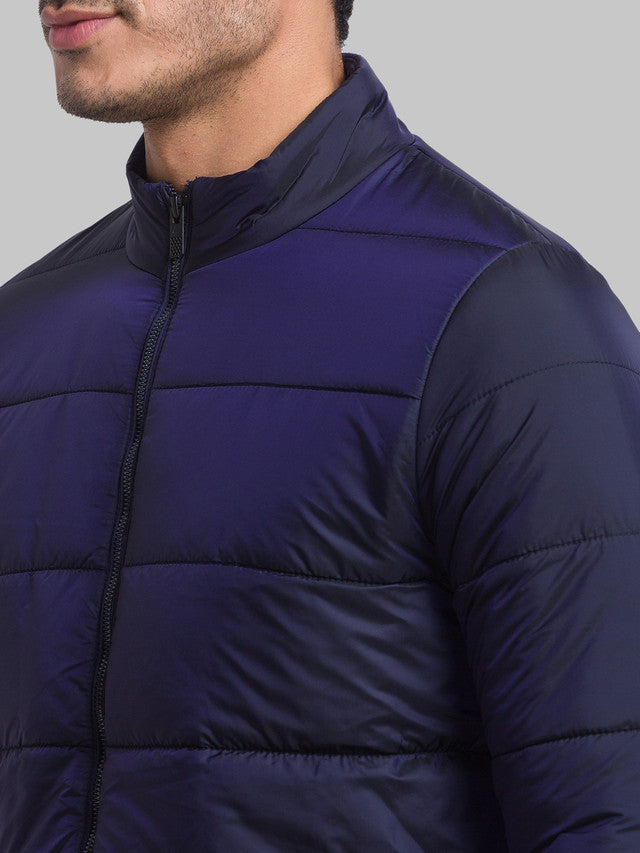 Parx Men Blue Solid Polyester Jacket