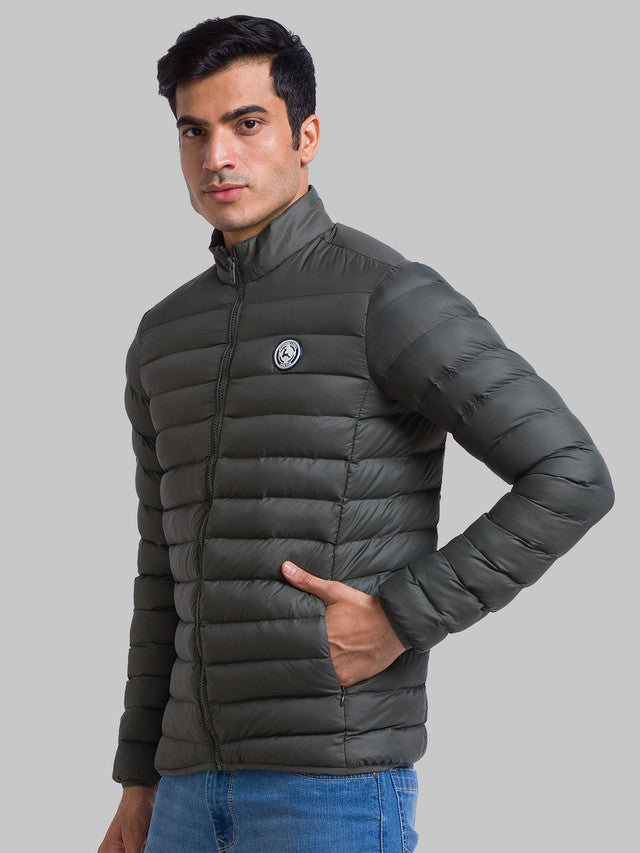 Parx Men Green Solid Polyester Jacket