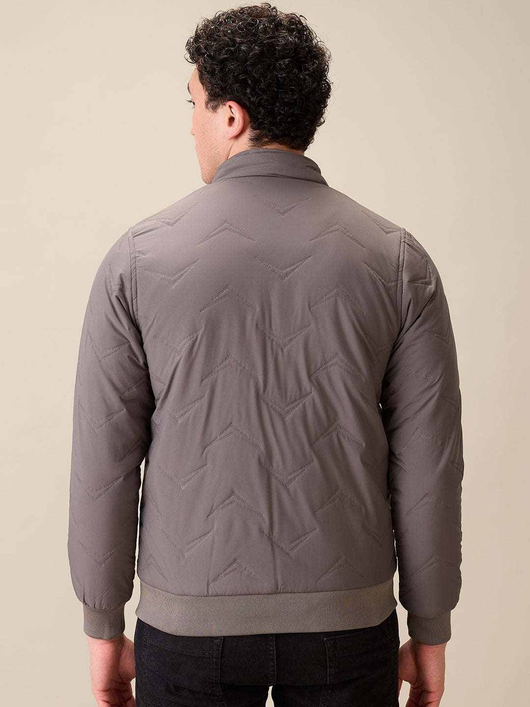 Parx Men Grey Solid Polyester Full Sleeve Jacket