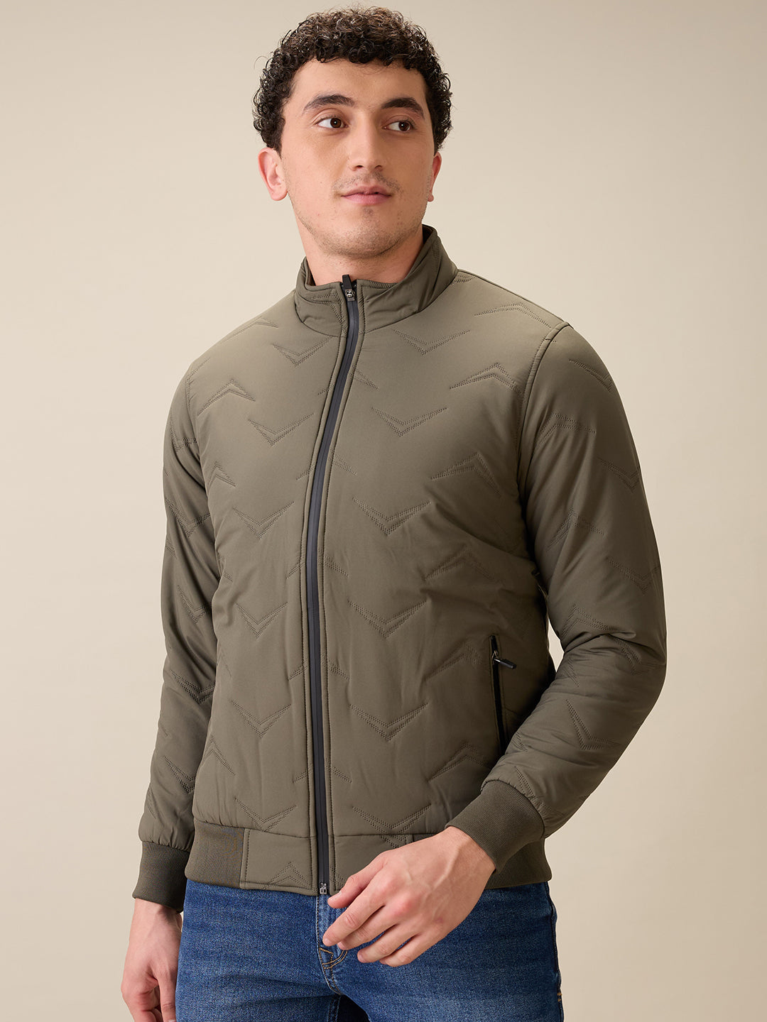 Parx Men Green Solid Polyester Full Sleeve Jacket