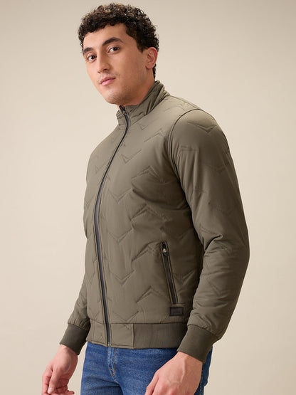 Parx Men Green Solid Polyester Full Sleeve Jacket