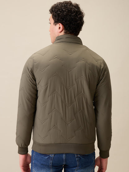 Parx Men Green Solid Polyester Full Sleeve Jacket