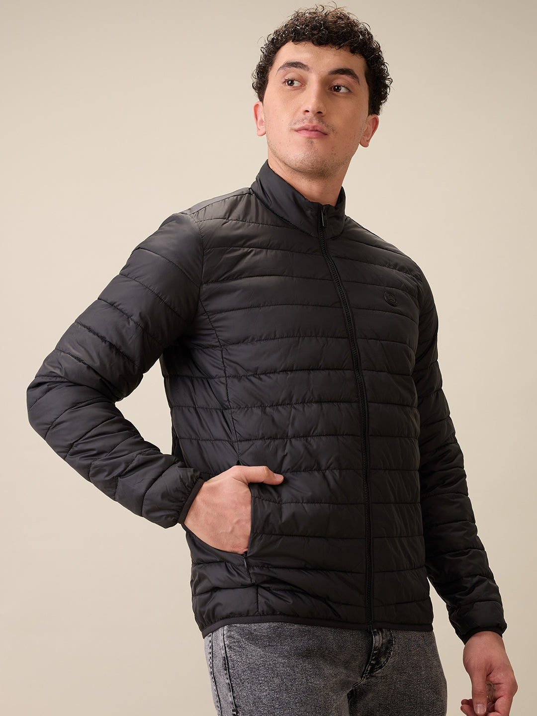 Parx Men Black Solid Polyester Full Sleeve Jacket