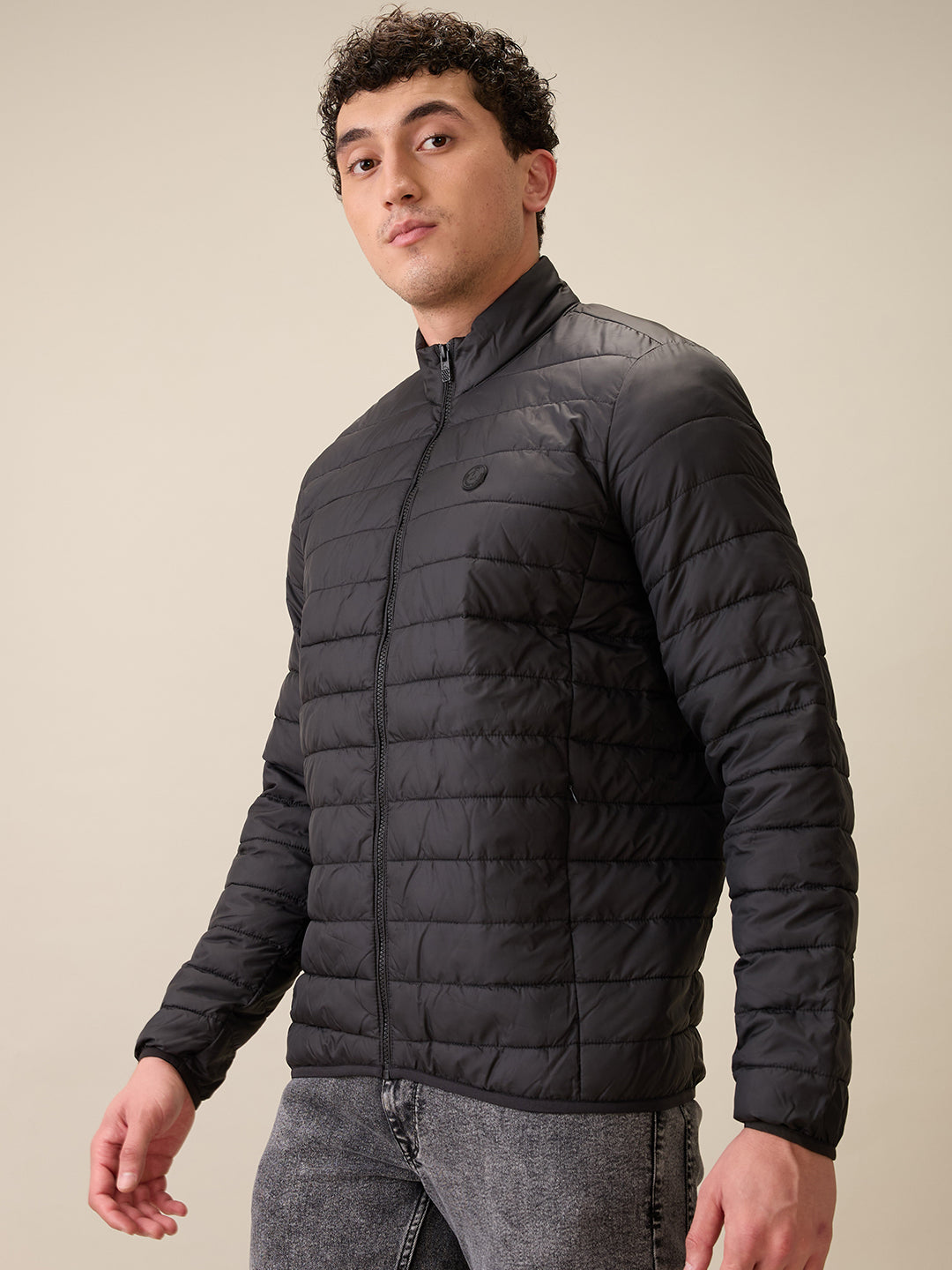 Parx Men Black Solid Polyester Full Sleeve Jacket