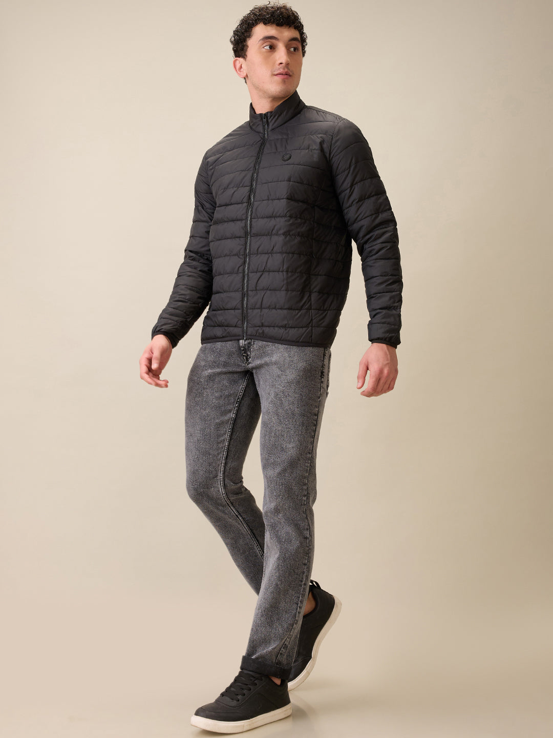 Parx Men Black Solid Polyester Full Sleeve Jacket