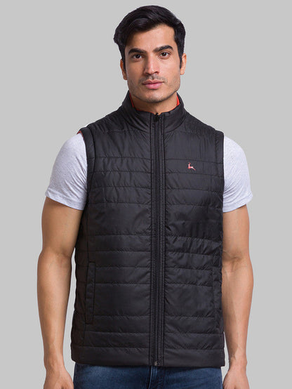 Parx Men Black Solid Polyester Jacket