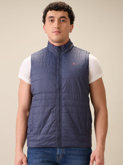 Parx Men Red Solid Polyester Sleeveless Jacket