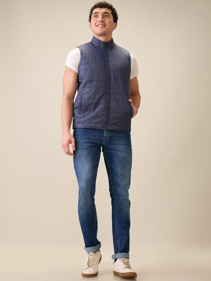 Parx Men Red Solid Polyester Sleeveless Jacket