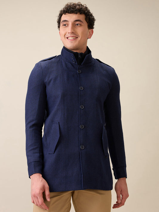 Parx Men Blue Yarn Dyed Polyester Jacket