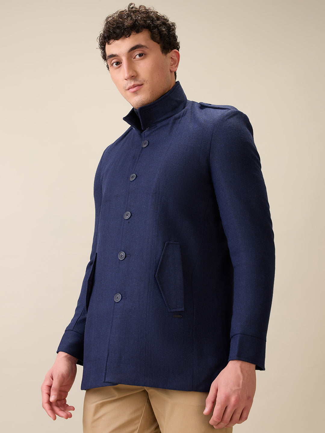 Parx Men Blue Yarn Dyed Polyester Jacket