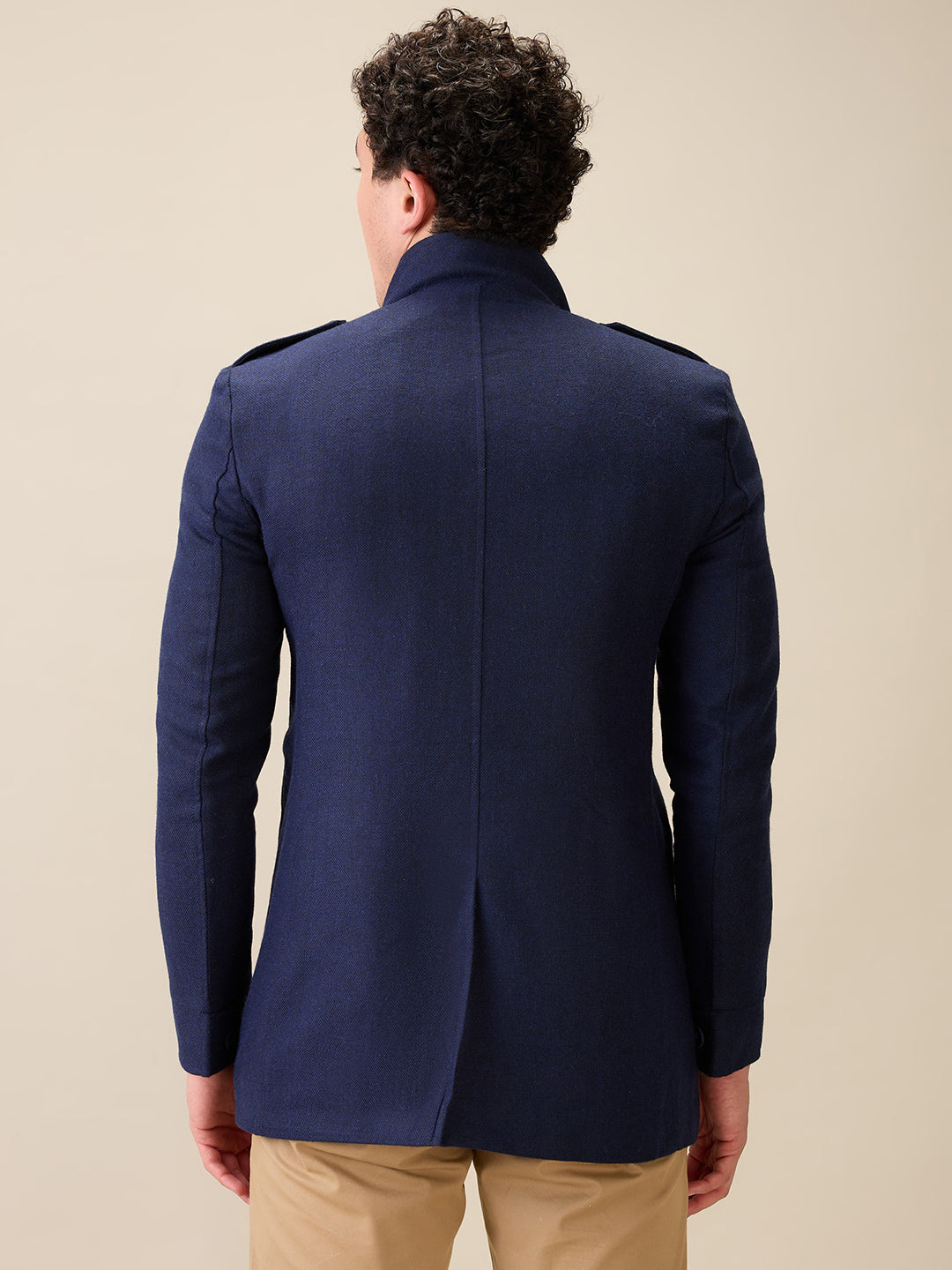 Parx Men Blue Yarn Dyed Polyester Jacket