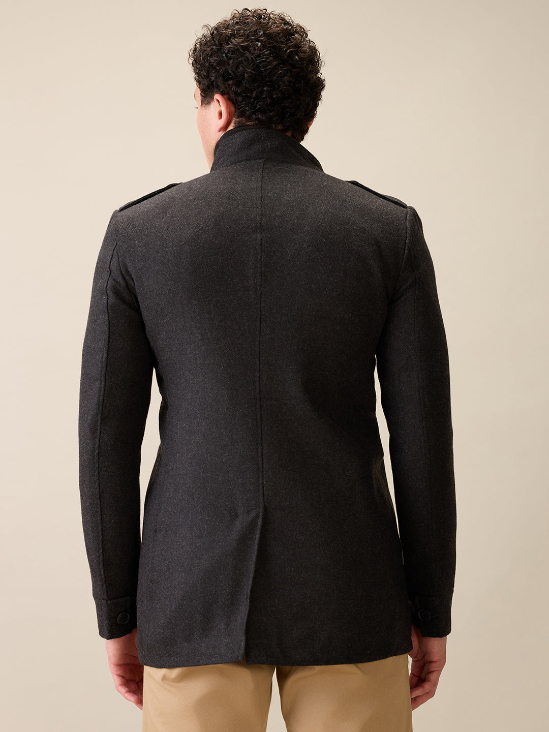 Parx Men Grey Yarn Dyed Polyester Jacket