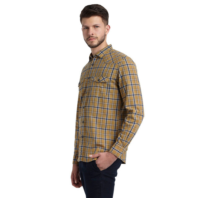 Parx Men Yellow Checks Slim Fit Cotton Shirt
