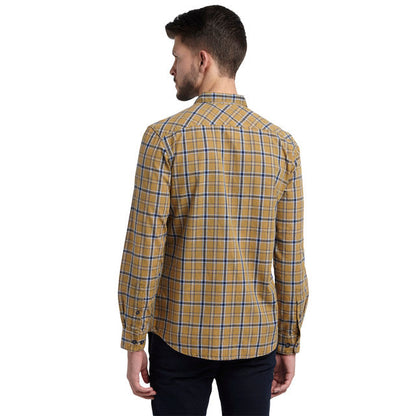 Parx Men Yellow Checks Slim Fit Cotton Shirt