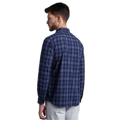 Parx Men Blue Checks Slim Fit Cotton Shirt