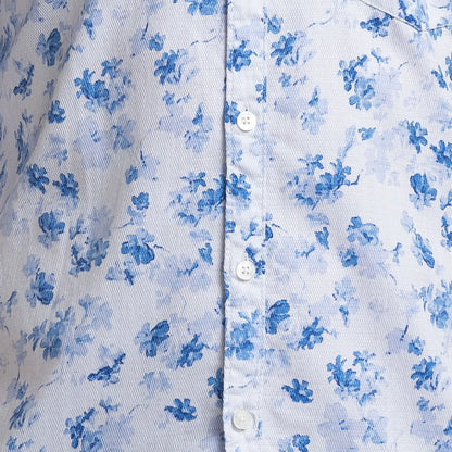 Men Blue Slim Fit Print Cotton Full Sleeve Shirts