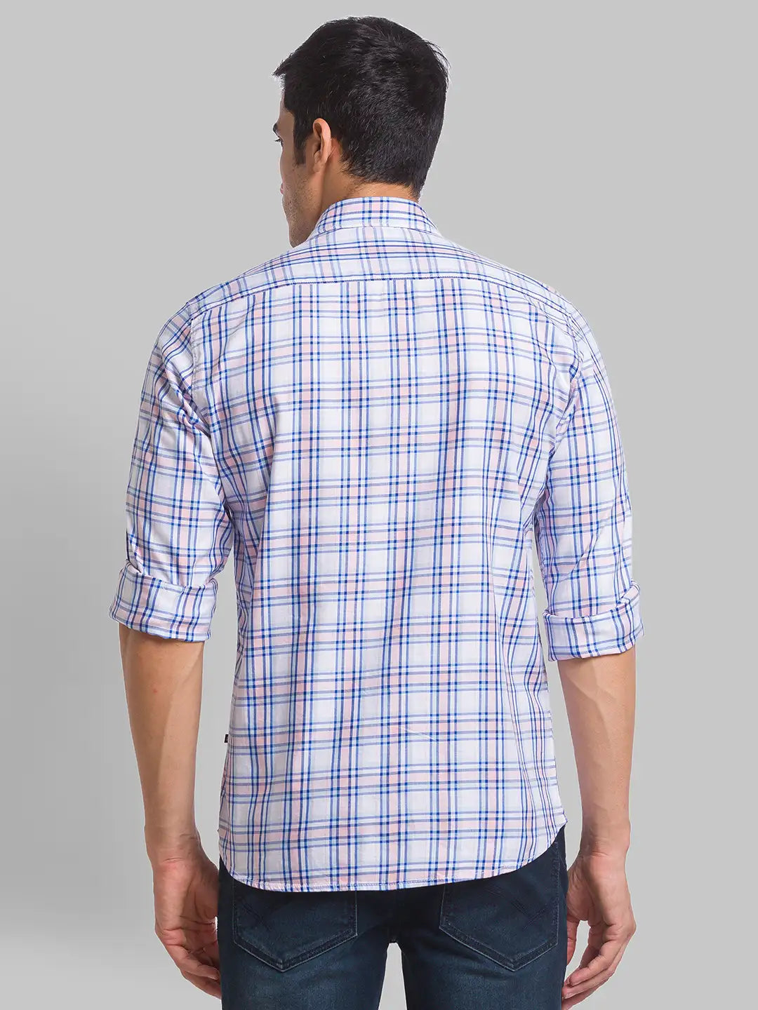 Men Red Slim Fit Checks Cotton Blend Full Sleeve Shirts