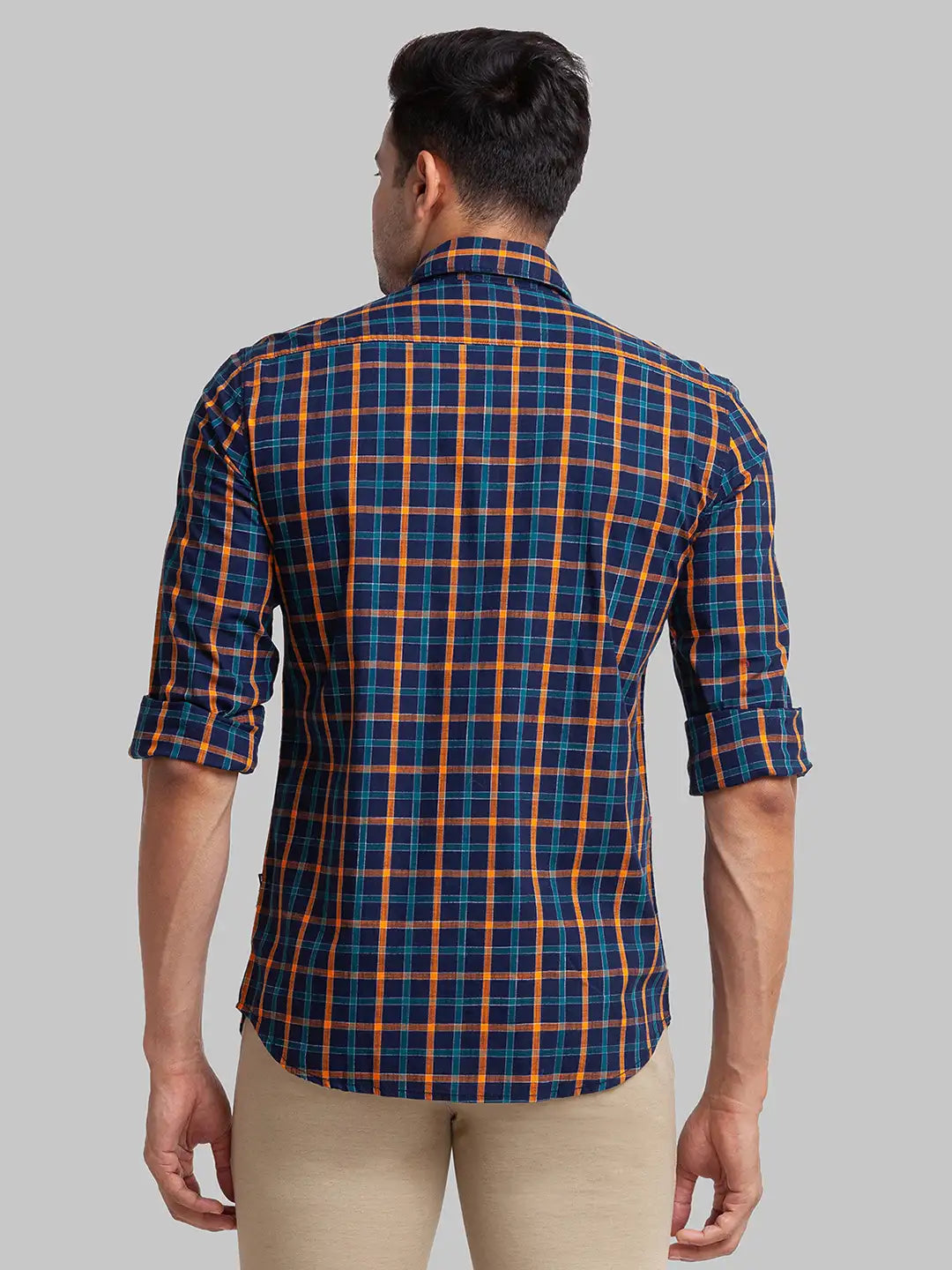 Men Blue Slim Fit Checks Cotton Full Sleeve Shirts