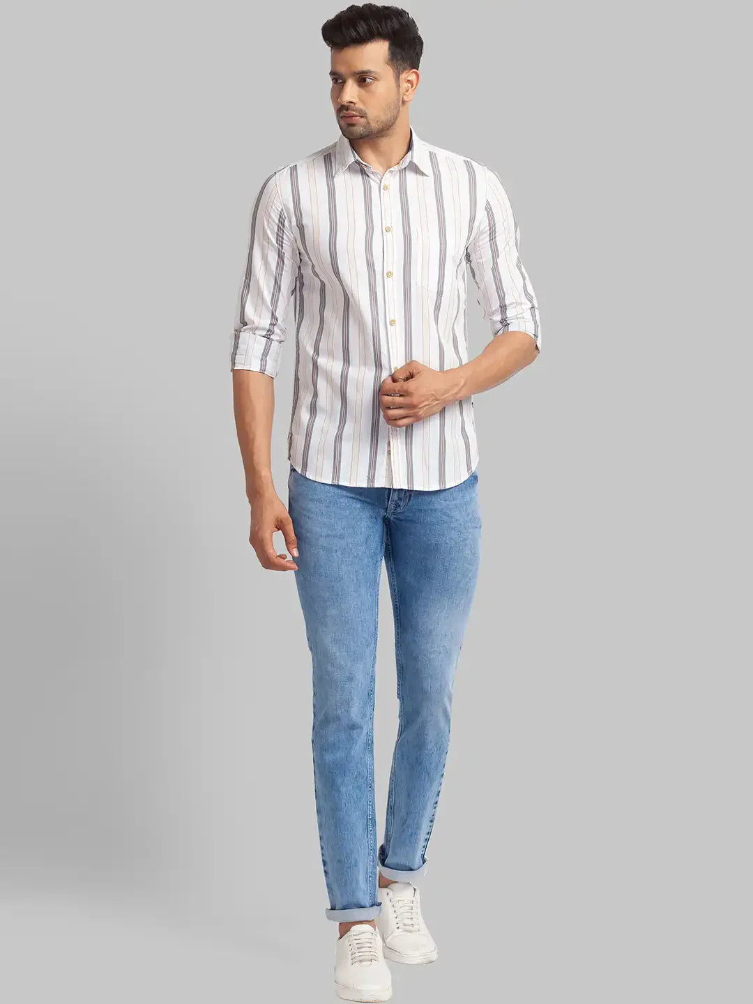 Men Green Slim Fit Checks Cotton Full Sleeve Shirts