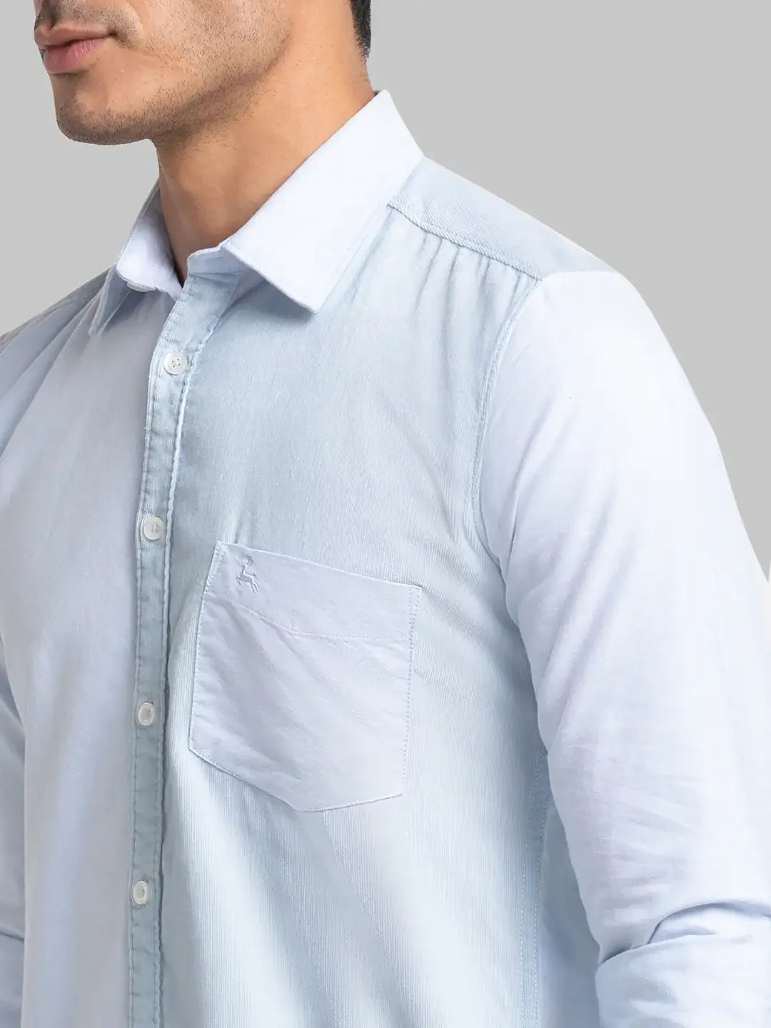 Men Blue Slim Fit Solid Cotton Full Sleeve Shirts