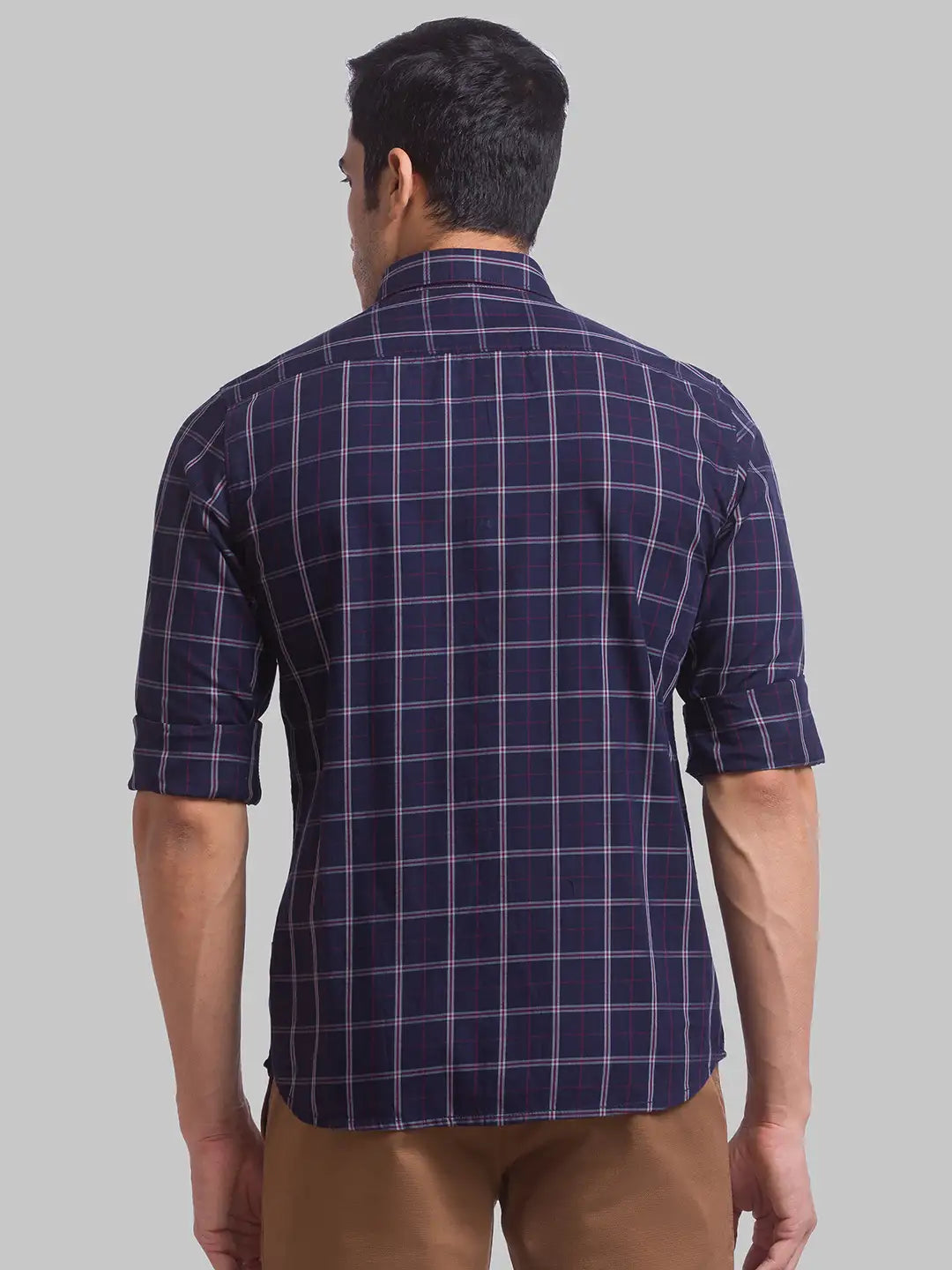 Men Blue Slim Fit Checks Cotton Full Sleeve Shirts